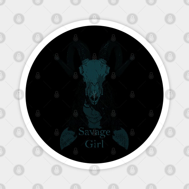 ASCii Savage Girl w/ text (Blue) Magnet by McNerdic